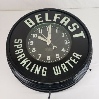 Vintage Belfast Sparkling Water Glo - Dial Clock Co L.  A.  Made In U.  S.  A.  Green Neon