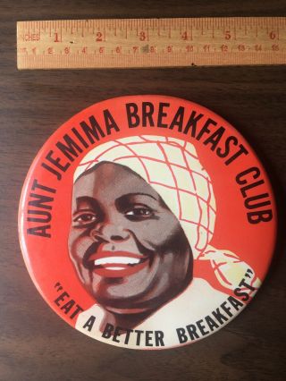 Large Vintage 50’s Aunt Breakfast Club 6” Button Syrup Pancake