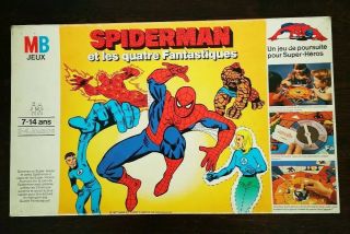 Rare Et Vintage 1977 Spiderman Et Les Quatre Fantastiques Mb Jeux Complet Marvel