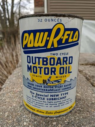 Old & Full Pow - R - Flo Outboard Quart Motor Oil Can - Minnesota