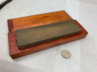 Vintage 2 X 7 " 2 Sided Sharpening Stone In Hand Crafted Wooden Box,