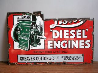 Rare Vintage " Lister " Diesel Engines Advertising Enamel Sign Board Of 40 