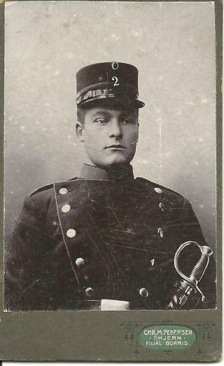 Skjern,  Denmark - Soldier In Full Uniform (rp Sepia Cdv Portrait) C1879
