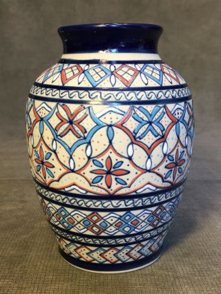 Javier Servin Studio Pottery Vase Signed Hand Painted Mexico Folk Art 6”
