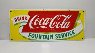 Vintage Coca Cola Porcelain Sign Rare