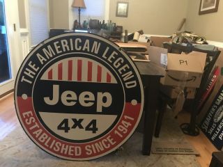 Large Vintage Jeep Dealer Porcelain Sign 42”