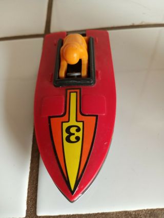Vintage 1978 Tomy Boat With Mercury Motor Ocean Cup Race Champion 3 Wind - Up