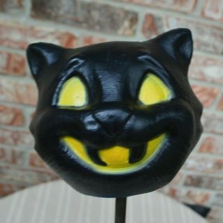 Vintage Halloween Black Cat Blow Mold Wood Stick Parade Wand Rare 1
