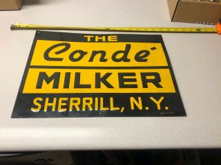 Vintage Conde Milker Sign Embossed Farm Sign Tin Sherrill Ny Agricultural Ffa