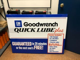 Gm Goodwrench Quick Lube Metal Sign 34x46 Nos In Oem Crate Chevrolet Advertising