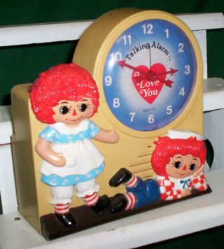 Vintage Raggedy Ann/andy Talking Plastic Alarm Clock