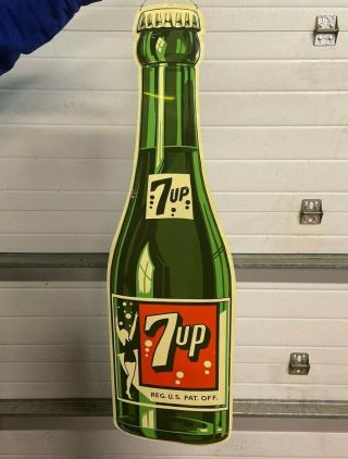Large 7 - Up Bottle Sign Stout Die Cut 44 " Tall Vertical