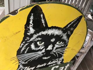 Large Double Sided Black Cat Cigarette Porcelain Sign 3