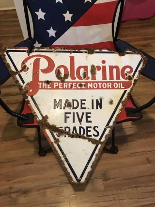 Vintage Porcelain Polarine Sign Double Sided