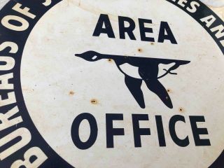 Old Bureaus of Sport Fisheries Wildlife Double Sided Painted Metal Flange Sign 3