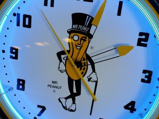 Planters Mr Peanut 20 " Neon Clock Usa Made Rare Advertising