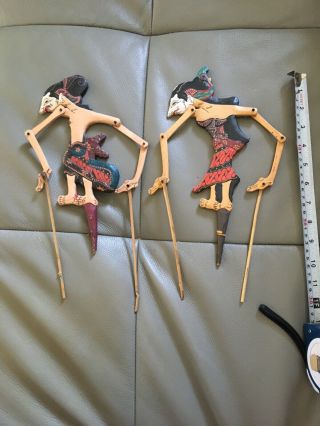 Handmade / Painted Indonesian Stick Wood Shadow Puppets