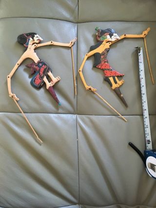 Handmade / Painted Indonesian Stick Wood Shadow Puppets 2