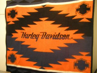 Harley - Davidson Plush Fleece Throw Blanket 51 " X 58 " Biederlack Usa Vintage