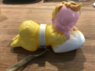 Vintage Rubber Squeak Toy Baby Sleeping On Pillow