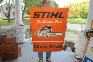 Large Stihl Chainsaws Chain Saw Farm Tool Gas Oil 36 " Metal Sign