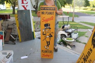 Large Mr.  Peanut Planters Nut Department Candy Store Gas Oil 44 " Metal Sign