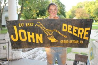 Large John Deere Plows Farm Equipment Tractor 48 " Metal Sign