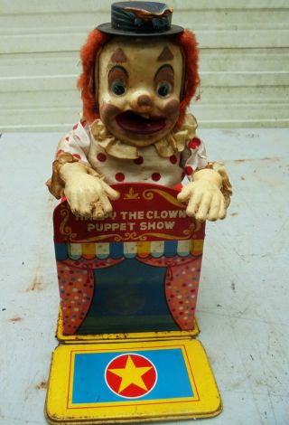 Happy The Clown Puppet Mechanized Tin Toy