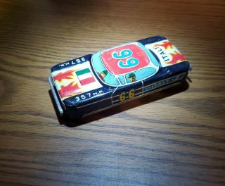 Vintage Tin Litho Toy Friction Race Car 66 " Italy " Made In Japan 4.  3 "