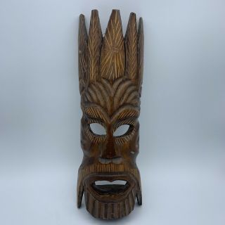 Vintage Hand Carved Wooden Tribal Wood Mask Decor