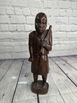 Vintage Ebony Wood Carving God Statue Sculpture Figure African Folk Art