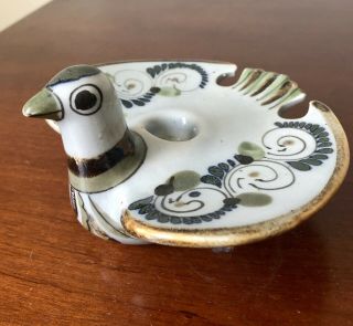 Ken Edwards Tonala El Palomar Mexican Pottery Candle Holder Quail/bird