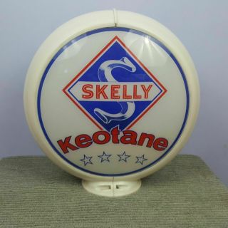 Vintage Skelly Keotane Gas Pump Globe Light Glass Lens Service Station Garage