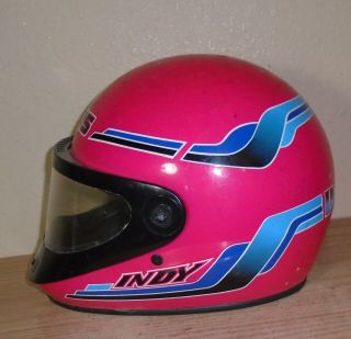Vtg Bell Polaris Indy Snowmobile Helmet Pink Med / Large