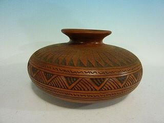 Estate Signed Jason M Native American Navajo Horsehair Squat Pottery Vase