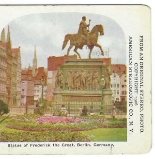 Statue Of Frederick The Great,  Berlin,  Germany,  1906 Quaker Oats Stereoview Card