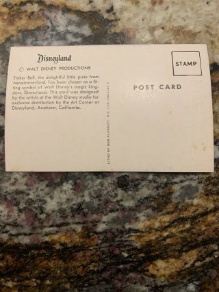 Disneyland TINKER BELL Postcard Walt Disney Prod Vintage Collectible 3