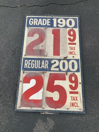 Vintage Gas Station Price Sign 62x36