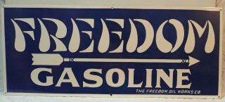 Vintage Freedom Gasoline Porcelain Enamel Sign.
