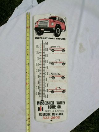 International Harvester Advertising Thermometer Round - Up Montana Scout Pickup
