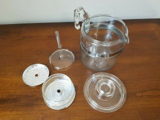 Vtg Pyrex Flameware 7756 Clear Glass 6 Cup Percolator Coffee Pot Complete