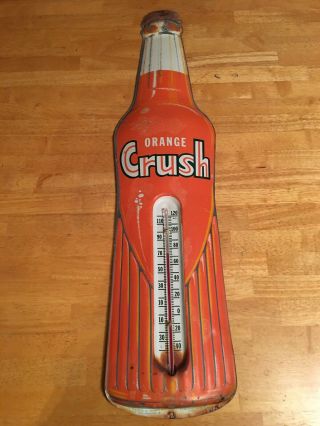 Vintage 1950’s Orange Crush Soda Bottle Thermometer Advertising Sign Gas Oil 3