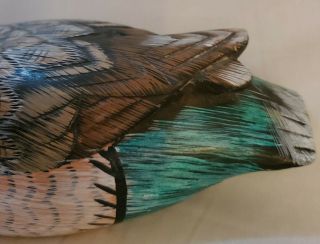 Vintage Hand Carved Painted Mallard Drake Duck Decoy Glass Eye 2