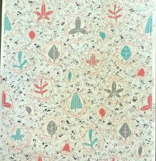 1950s Vintage Wallpaper Atomic Mid - Century Modern Leaf Pattern One Partial Roll