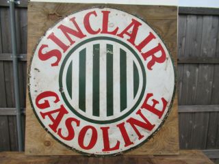 48 " Authentic Ssp Org.  1920 Sinclair Older Stripe Gas & Oil Co.  Porcelain Sign