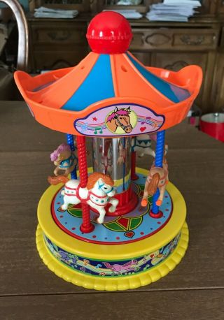 Vintage Wind - Up Toy Musical Carousel Merry Go Round Plays It 