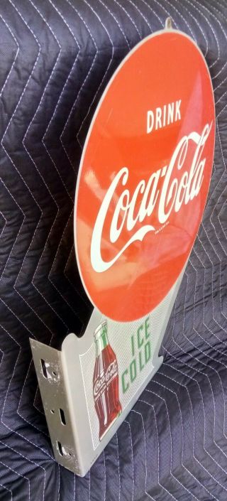 Vintage 1953 Double Sided Drink Coca - Cola Flange Sign Ice Cold A - M 8 - 53 Rare 2