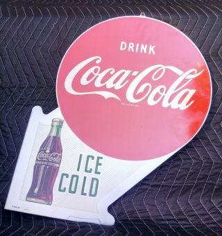 Vintage 1953 Double Sided Drink Coca - Cola Flange Sign Ice Cold A - M 8 - 53 Rare 3