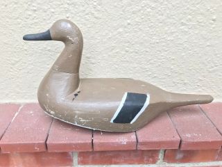 Vintage Hand Painted Carved Wood Duck Decoy - Sprig Or Pintail - Seth Berry