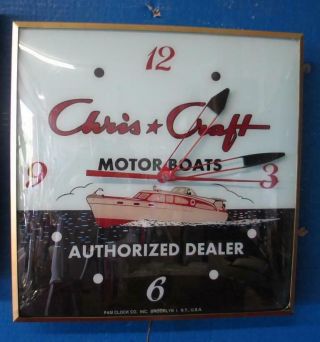 Vintage Pam Lighted Advertising Chris Craft Motorboats Authorized Dealer Clock